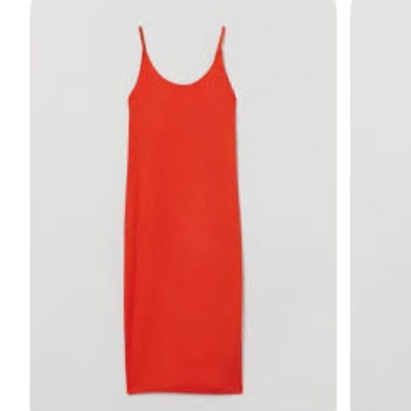 H&M orange ribbed midi dress size small - Picture 11 of 11